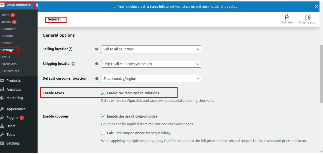 Enable tax in Woocommerce