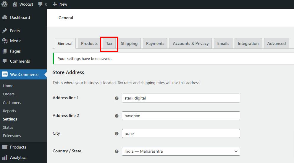 Tax tab in WooCommerce Settings