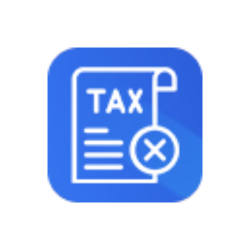 A blue background colour logo of Tax Exempt For WooCommerce